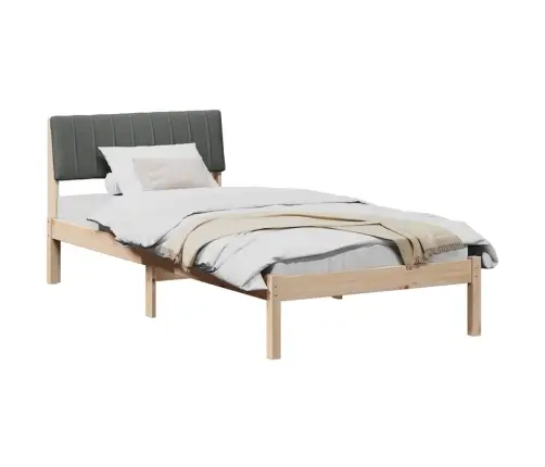 Gultas Rāmis Ar Galvas Klāju Brūns Un Tumši Pelēks 90 X 190 Cm Vidaxl