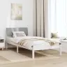 Gultas Rāmis Ar Galvas Klāju Balts Un Gaiši Pelēks 90 X 190 Cm Vidaxl