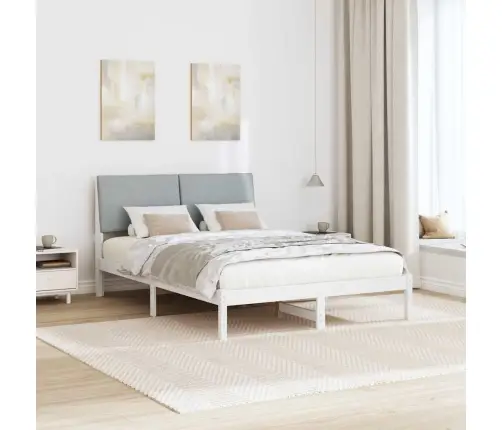 Gultas Rāmis Ar Galvas Klāju Balts Un Gaiši Pelēks 140 X 200 Cm Vidaxl