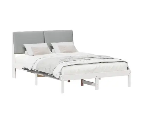 Gultas Rāmis Ar Galvas Klāju Balts Un Gaiši Pelēks 140 X 200 Cm Vidaxl