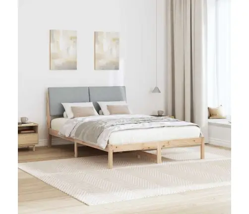 Gultas Rāmis Ar Galvas Klāju Brūna Un Gaiši Pelēka 140 X 190 Cm Vidaxl