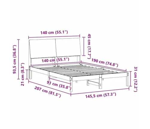 Beti Raam Peaga Pruun Ja Taupe 140 X 190 Cm Männipuit