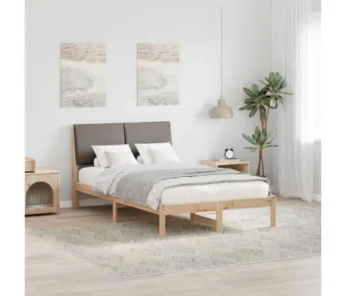 Gultas Rāmis Braun Un Taupe 135 X 190 Cm Priedes Masīvkoks Vidaxl