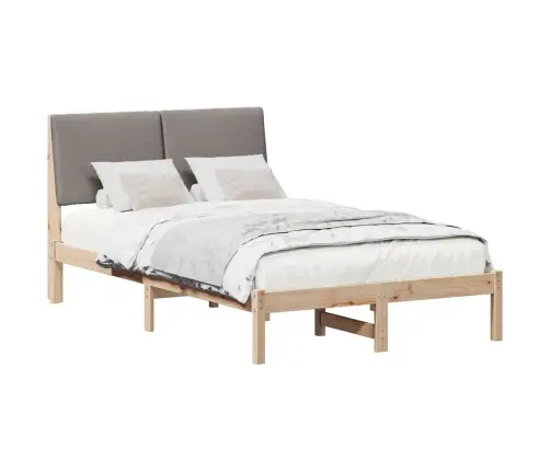 Gultas Rāmis Braun Un Taupe 135 X 190 Cm Priedes Masīvkoks Vidaxl