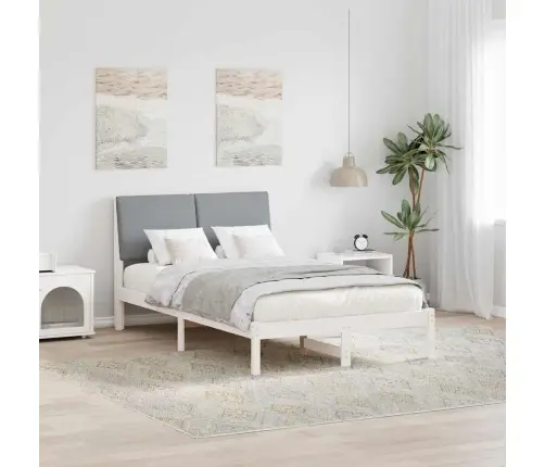 Lovos Rėmas Balta Ir Šviesiai Pilka 135 X 190 Cm Pušies Masyvas