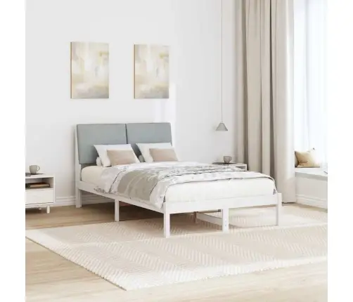 Lovos Rėmas Balta Ir Šviesiai Pilka 135 X 190 Cm Pušies Masyvas