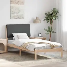 Gultas Rāmis Ar Galvas Klāju Brūns Un Tumši Pelēks 90 X 200 Cm Vidaxl