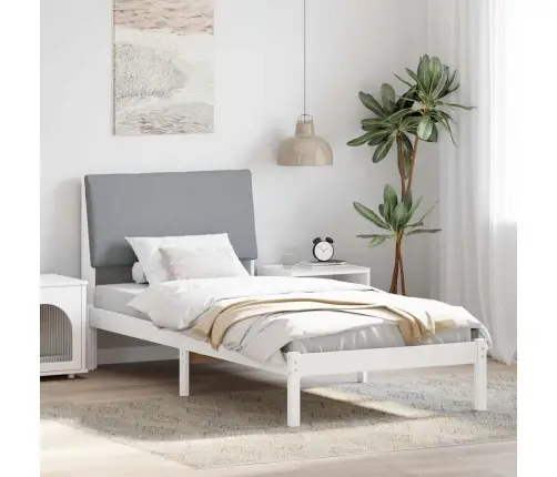 Beti Raam Peaga Valge Ja Helehall 90 X 200 Cm Männipuit