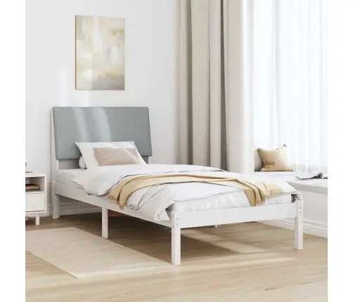 Beti Raam Peaga Valge Ja Helehall 90 X 200 Cm Männipuit