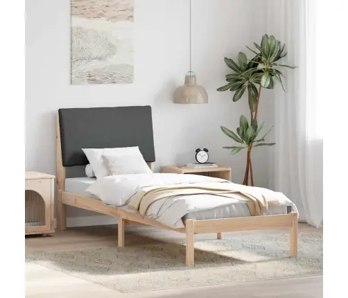 Gultas Rāmis Ar Galvas Klāju Brūns Un Tumši Pelēks 80 X 200 Cm Vidaxl