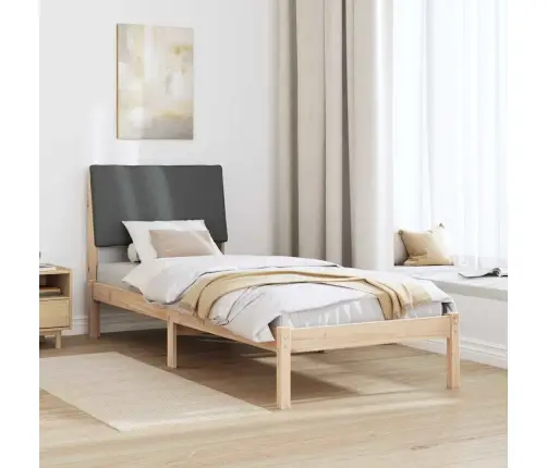 Gultas Rāmis Ar Galvas Klāju Brūns Un Tumši Pelēks 80 X 200 Cm Vidaxl