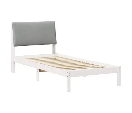 Gultas Rāmis Ar Galvas Klāju Balts Un Gaiši Pelēks 90 X 190 Cm Vidaxl