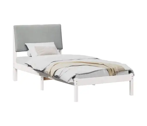 Gultas Rāmis Ar Galvas Klāju Balts Un Gaiši Pelēks 90 X 190 Cm Vidaxl