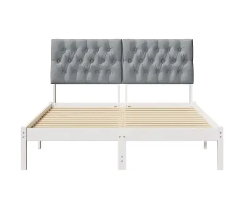 Gultas Rāmis Gaiši Pelēks 140 X 200 Cm Ciets Priedes Koks Vidaxl
