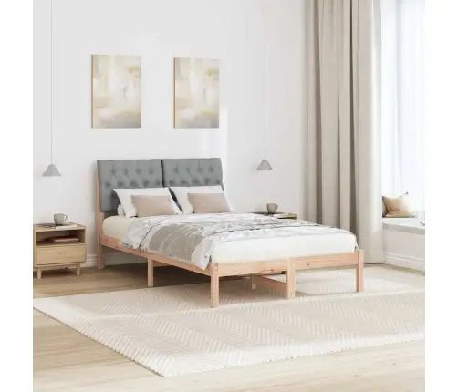Gultas Rāmis Gaiši Pelēks 120 X 200 Cm Ciets Priedes Koks Vidaxl