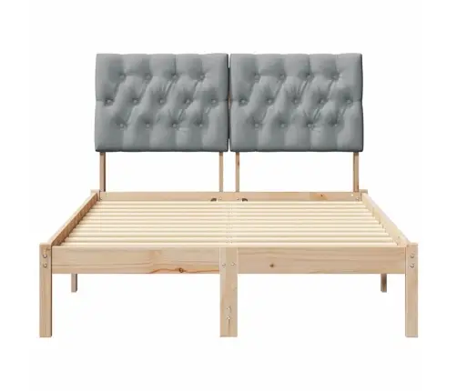 Gultas Rāmis Gaiši Pelēks 120 X 200 Cm Ciets Priedes Koks Vidaxl