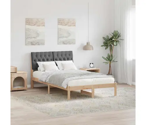 Voodiraam Pehme Peatoega Peaga Pruun 120 X 200 Cm Männipuit