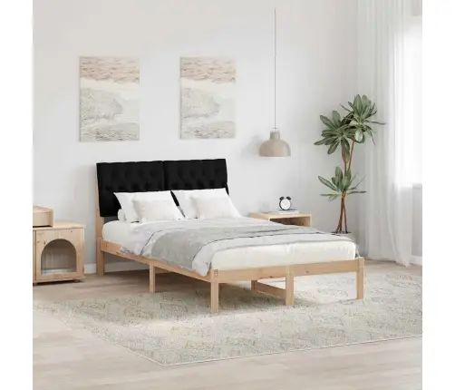 Voodi Raam Peaga Must 120 X 200 Cm Tahke Mänd