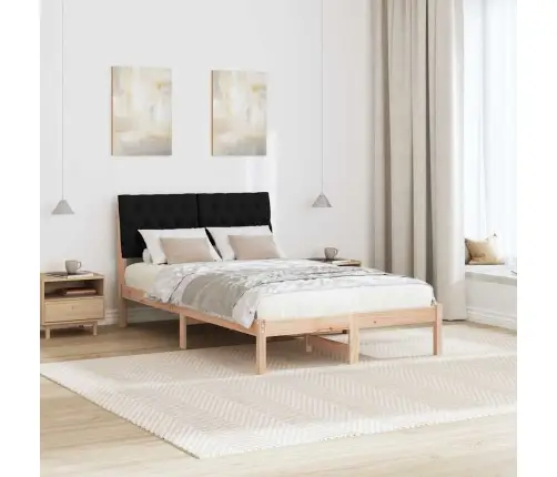 Voodi Raam Peaga Must 120 X 200 Cm Tahke Mänd