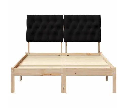 Voodi Raam Peaga Must 120 X 200 Cm Tahke Mänd