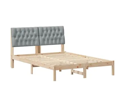 Gultas Rāmis Gaiši Pelēks 140 X 190 Cm Ciets Priedes Koks Vidaxl