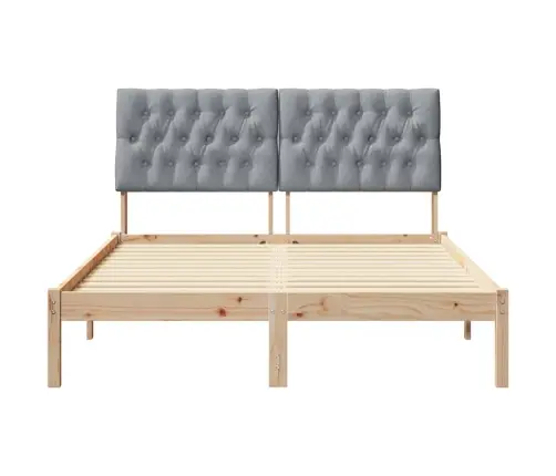 Gultas Rāmis Gaiši Pelēks 140 X 190 Cm Ciets Priedes Koks Vidaxl