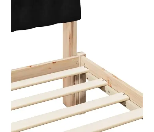 Gultas Rāmis Melna 140 X 190 Cm Ciets Priedes Koks Vidaxl