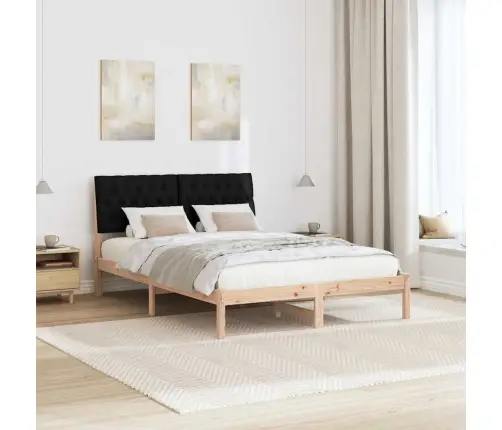 Gultas Rāmis Melna 140 X 190 Cm Ciets Priedes Koks Vidaxl