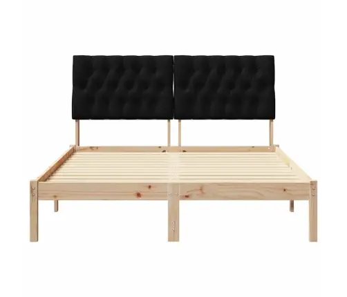 Gultas Rāmis Melna 140 X 190 Cm Ciets Priedes Koks Vidaxl