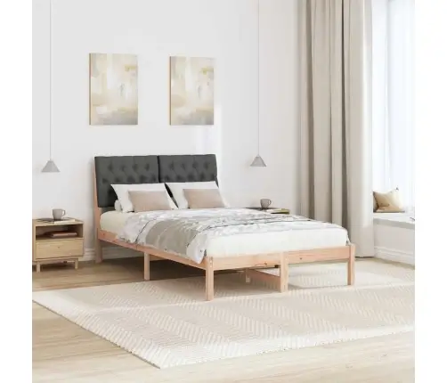 Voodiraam Pehme Peatoega Peaga Pruun 120 X 190 Cm Männipuit