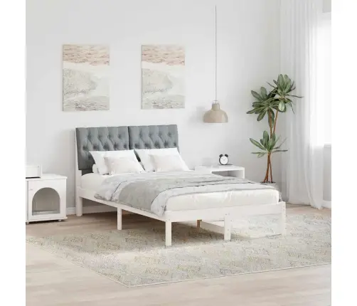 Voodiraam Pehme Peatoega Peaga Valge 120 X 190 Cm Männipuit