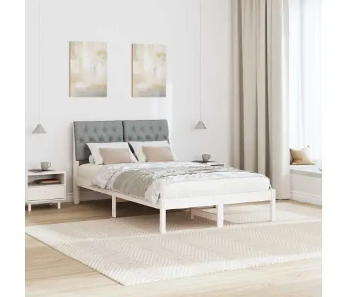 Voodiraam Pehme Peatoega Peaga Valge 120 X 190 Cm Männipuit