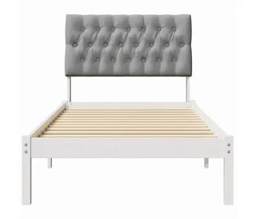 Voodiraam Pehme Peatoega Peaga Valge 90 X 200 Cm Männipuit