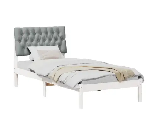 Voodiraam Pehme Peatoega Peaga Valge 90 X 200 Cm Männipuit