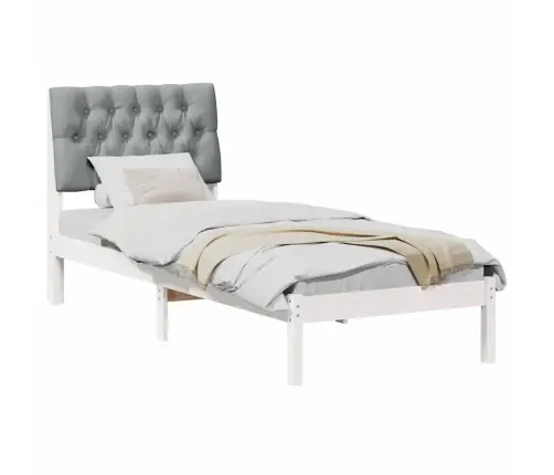 Voodiraam Pehme Peatoega Peaga Valge 80 X 200 Cm Männipuit