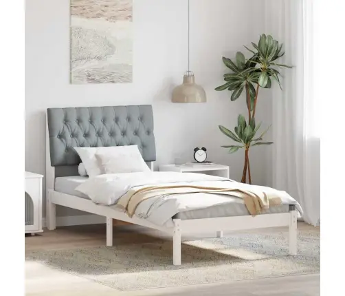 Gultas Rāmis Ar Polsterētu Galvas Balstu Balts 90 X 190 Cm Vidaxl