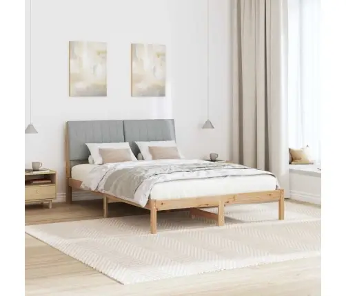 Gultas Rāmis Gaiši Pelēks 140 X 200 Cm Ciets Priedes Koks Vidaxl