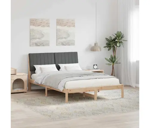 Gultas Rāmis Tumši Pelēks 140 X 200 Cm Ciets Priedes Koks Vidaxl