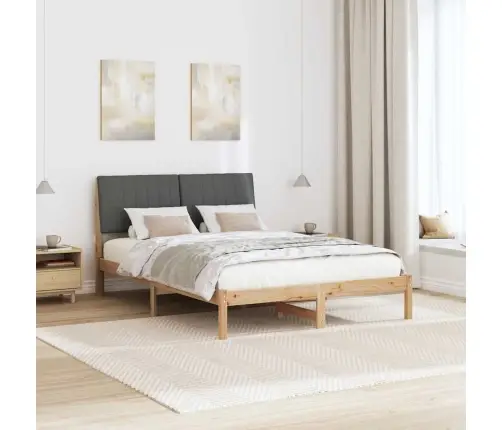 Gultas Rāmis Tumši Pelēks 140 X 200 Cm Ciets Priedes Koks Vidaxl