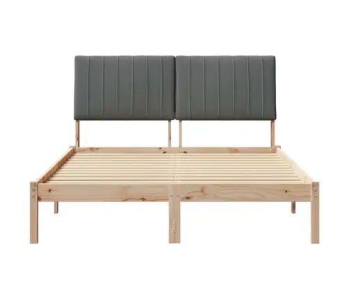 Gultas Rāmis Tumši Pelēks 140 X 200 Cm Ciets Priedes Koks Vidaxl