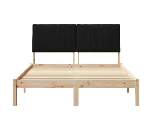 Gultas Rāmis Melna 140 X 200 Cm Ciets Priedes Koks Vidaxl