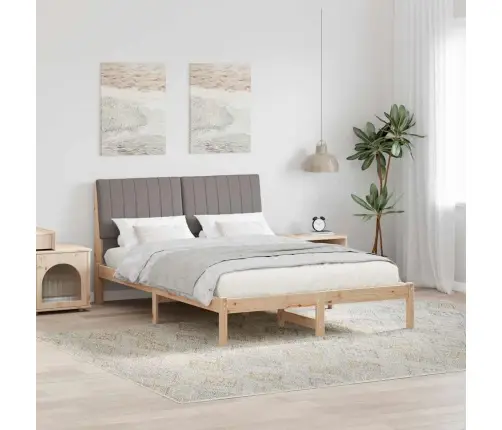 Gultas Rāmis Pelēkbrūna 140 X 200 Cm Ciets Priedes Koks Vidaxl