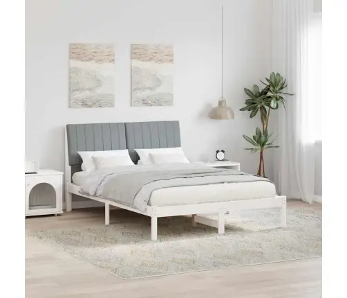 Voodi Raam Peaga Helehall 140 X 200 Cm Tahke Mänd