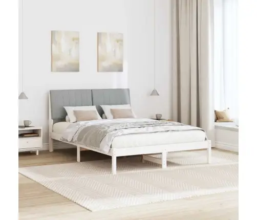 Voodi Raam Peaga Helehall 140 X 200 Cm Tahke Mänd