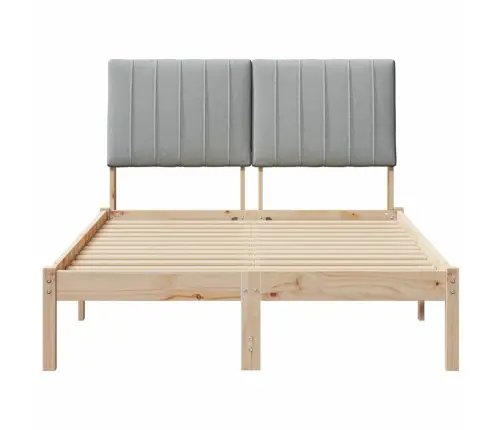 Gultas Rāmis Gaiši Pelēks 120 X 200 Cm Ciets Priedes Koks Vidaxl