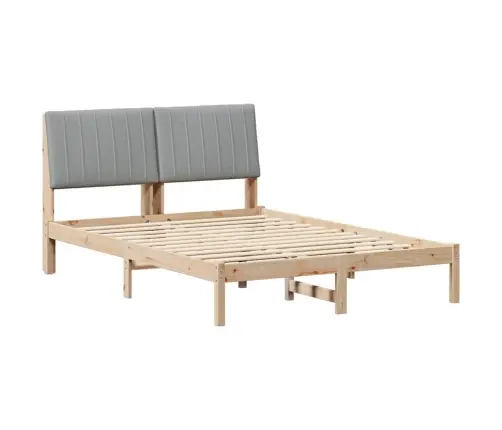 Gultas Rāmis Gaiši Pelēks 140 X 190 Cm Ciets Priedes Koks Vidaxl