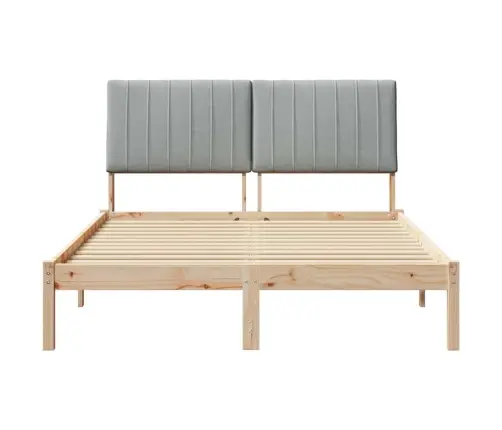 Gultas Rāmis Gaiši Pelēks 140 X 190 Cm Ciets Priedes Koks Vidaxl