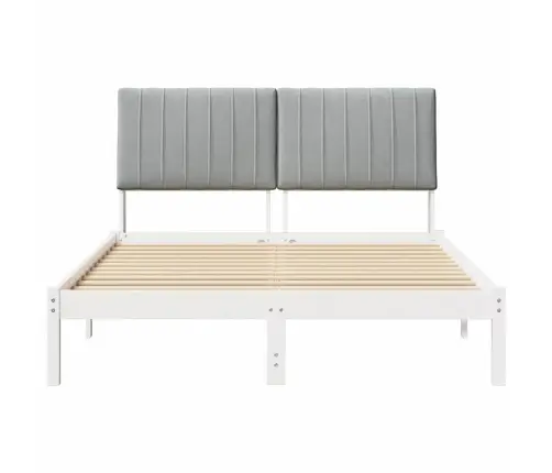 Gultas Rāmis Gaiši Pelēks 140 X 190 Cm Ciets Priedes Koks Vidaxl