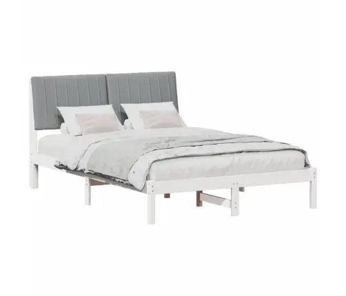 Gultas Rāmis Gaiši Pelēks 140 X 190 Cm Ciets Priedes Koks Vidaxl