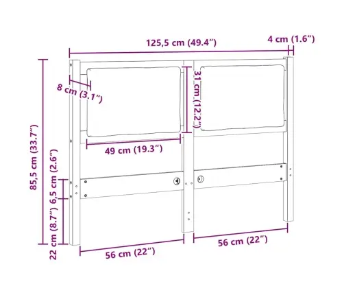 Galvgalis Cits Brūna 120 Cm Priedes Masīvkoks Vidaxl